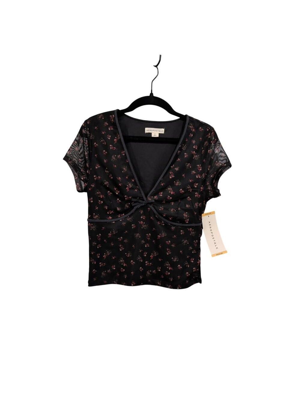 ✨Aeropostale Women's Mesh V-Neck Crop Top Size M